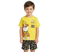 Paw Patrol Conjunto de pijama corto para niños, ropa de dormir de verano con camiseta y pantalones cortos, 100 % algodón, para niños de 18 meses a 6 años, amarillo, 4-5 años