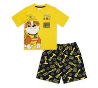 Paw Patrol Conjunto de pijama corto para niños, ropa de dormir de verano con camiseta y pantalones cortos, 100 % algodón, para niños de 18 meses a 6 años, amarillo, 2-3 años