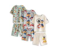 Paw Patrol Conjunto de Pijama Verde Claro, Gris y Crema para niño | Paquete múltiple de 3 Pijamas de Manga Corta y Pierna Corta | Ropa de Estar por casa de Chase, Marshall, Skye y Rubble