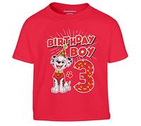Paw Patrol - Cumpleaños 3 años Marshall Birthday Boy Camiseta Infantil niño 104 Rojo
