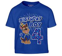 Paw Patrol - Cumpleaños 4 años Chase Birthday Boy Camiseta Infantil niño 104 Azul