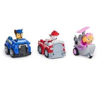 Paw Patrol: Deluxe Rescue Racers, Pack Triple con Coches de Juguete de Chase, Marshal y Skye función de propulsión, Juguetes para niños y niñas a Partir de 3 años