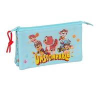 PAW PATROL DINO RESCUE - Portatodo Triple, Estuche Infantil, Estuche Niño, Ideal para Niños en Edad Escolar, Cómodo y Versátil, Calidad y Resistencia, 22x3x12 cm