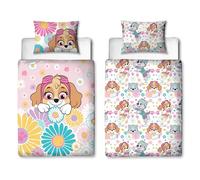 Paw Patrol - Funda de edredón para Cuna Infantil, diseño de Flores y Skye, Reversible, 2 Caras, con Funda de Almohada a Juego, polialgodón