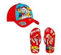 Paw Patrol Gorra y Chanclas para Niños, Diseño La Patrulla Canina Gorra de Beisbol para Niños | Talla EU 23/24 - Rojo