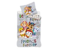 Paw Patrol Gris Funda Nórdica Bebé 100x135 + Funda Almohada Marcus Chase | Ropa de cama bebé reversible | Algodón natural suave transpirable | Stella Everest Nickelodeon | 0-3 | Lavable a máquina