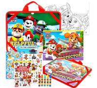 Paw Patrol Juego de actividades de viaje para niños, paquete con escritorio de regazo artístico, estuche, utensilios para colorear, calcomanías y más | Actividades de arte Paw Patrol para niños y