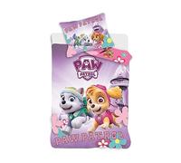 Paw Patrol - Juego de cama para cama de bebé, 100% algodón, funda nórdica de 100 x 135 cm + funda de almohada de 40 x 60 cm, con Stella y Everest