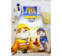 Paw Patrol Juego de Funda Nórdica Individual con Licencia Oficial Rubble y Crew Design, Ropa de Cama Reversible de 2 Caras con Almohada a Juego, Dormitorio de los Niños