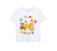 Paw Patrol Kids Camiseta Blanca de Manga Corta | Celebra con Estilo Puptastic - Únete a la diversión | It's My Birthday - Let's Paw-ty - 5-6 años