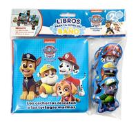Paw Patrol La Patrulla Canina Los cachorros rescatan a las tortugas marinas Libros para la Hora del Baño - Libros de actividades para niños, 6 figuras con ventosa, 1 bolsa de malla