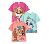 Paw Patrol Girls T-Shirt Set | Kids 3 Pack of Short Sleeved Tees with Big Character Graphic Print | Skye Everest Liberty Cartoon Characters | Childrens Animated TV Series Apparel Merchandise Gift