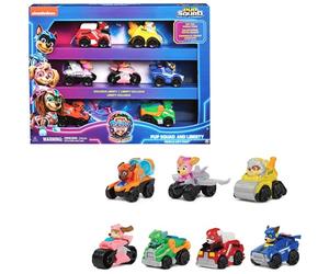 Paw Patrol Patrulla Canina - Pack 7 Figuras de los Pup Squad Racers de La Superpelícula con un Coche de Juguete Inédito de Liberty - 6067861 - Juguetes Niños 3 Años + - Regalo Niño 3 Años +