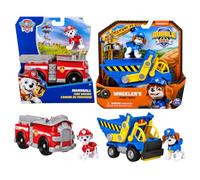 Paw Patrol Patrulla Canina - Pack Marshall y Rubble & Crew Wheeler con Sus Vehículos