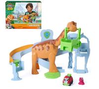 Paw Patrol: Paw Movie, Lift & Race Dino con braquiosaurio, vehículo Marshall Pup Squad Racer y Figura de acción Rhubarb, Juguetes preescolares para niñas y niños de 3 años en adelante