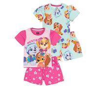 Paw Patrol Pijama Girls 2 Pack | Niños Rosa Azul Skye Everest Liberty Besties Animado Rescate Cachorros T-Shirt Shorts Pjs | Serie de TV Ropa de Dormir Mercancía