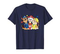 Paw Patrol Pup Trio Sitting With Colorful Hearts Camiseta