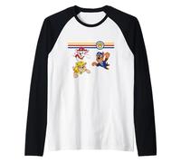 Paw Patrol Pups In Action Retro Multicolor Racing Stripes Camiseta Manga Raglan