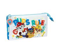 PAW PATROL PUPS RULE - Portatodo Triple, Estuche Infantil, Estuche Niño, Ideal para Niños en Edad Escolar, Cómodo y Versátil, Calidad y Resistencia, 22x3x12 cm, Color