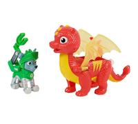 Paw Patrol, Rescue Knights Rocky and Dragon Flame - Juego de figuras de acción para niños a partir de 3 años