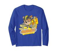 Paw Patrol Rubble Mighty Strong Manga Larga, Unisex para Adultos, Azul Real, S