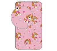 Paw Patrol - Sábana bajera ajustable para niñas, 90 x 200 cm, ropa de cama rosa con Skye, sábana bajera de algodón suave para niños, sábana bajera antideslizante para un sueño cómodo, ropa de cama de