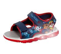 Paw Patrol Sandalias deportivas iluminadas para niños, con puntera abierta, fáciles de sujetar, zapatos de verano para niños, azul, rojo, 10 UK Child
