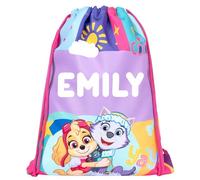 Paw Patrol Skye - Bolsa de polietileno con cordón personalizable, para niños, con nombre personalizado, bolsa de natación, Pink, Talla única, Clásico