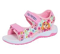 Paw Patrol Skye - Sandalias de verano ajustables y fáciles de sujetar para niñas, Rosa con flores, 27 EU