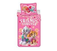 Brandmac - Juego de funda nórdica de 100 x 135 cm y funda de almohada de 40 x 60 cm, diseño de Pat' Patrulla Canina Stella y Everest, 100 % algodón, color rosa