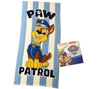 Paw Patrol Toalla Infantil Chase 70x140 cm | 100% Poliéster Suave y Ligera | Secado Rápido | Diseño Oficial | Ideal para Playa Piscina y Baño Niños y Fans de Patrulla Canina