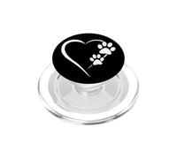 Paw Print Dog Paw Cute Dog Love Heart White Black Dog PopSockets PopGrip para MagSafe