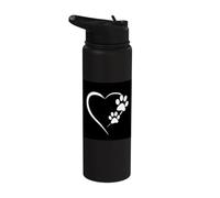 Paw Print Dog Paw Cute Dog Love Heart White Black Dog Stainless Steel Insulated Water Bottle