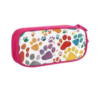 Paw Prints Art 1 - Bolsa ligera para bolígrafos, escuela, universidad, oficina, viajes, niños, niñas y adultos, Pink, Talla única, Juego de mochila escolar