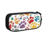 Paw Prints Art 1 - Bolsa ligera para bolígrafos, escuela, universidad, oficina, viajes, niños, niñas y adultos, Black, Talla única, Juego de mochila escolar