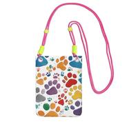 Paw Prints Art 1 - Bolso cruzado pequeño para mujer, moderno, bolso para teléfono con correa ajustable, para senderismo, viajes, Fucsia, Talla única