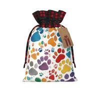 Paw Prints Art 1 exquisita bolsa de regalo de Navidad con cordón, reutilizable, para experiencias de regalo excepcionales