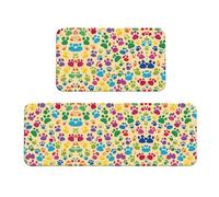 Paw Prints Art - Juego de 2 tapetes antideslizantes para cocina, hogar, oficina, lavandería
