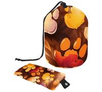 Paw Prints - Bolsas de cosméticos de viaje para mujer, bolsa de maquillaje plegable con cordón, bolsa de aseo portátil, huellas, 9.9x6.9in/25.2x17.6cm;6x3.5in/15.2x8.8cm, Diseño elegante