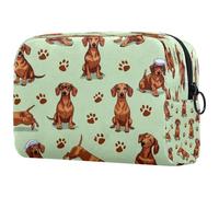 Paw Prints Dachshunds - Bolsa de cosméticos para mujer, neceser de viaje, bolsa organizadora de maquillaje grande con cremallera, multicolor, 18.5x7.5x13cm/7.3x3x5.1in, Neceser