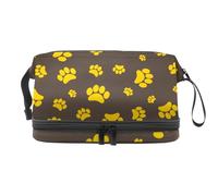 Paw Prints - Neceser de doble capa para mujeres y niñas, neceser de viaje, bolsa organizadora de maquillaje con compartimento para brochas, multicolor, 27x15x14 cm/10.6x5.9x5.5 in, Neceser