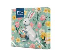 PAW Servilletas 33 x 33 cm, 20 uds - Patrón De Alegría De Conejito | Tres capas, absorbentes y resistentes, decoración de Pascua para la comida pascual y la primavera, ambiente festivo