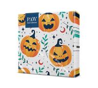 PAW - Servilletas de 3 capas (33 x 33 cm) | 20 unidades | Perfectas para decorar fiestas de Halloween | Servilletas de papel desechables - Naranja calabaza | Campo de calabazas místico