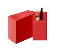 PAW - Servilletas de Bolsillo Airlaid (39 x 40 cm) I 50 piezas I Lisas I De Tela I Elegante Decoración de Mesa I HoReCa I Para Ocasiones como Bodas, Fiestas, Navidad I Color: Red