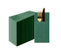 PAW - Servilletas de Bolsillo Airlaid (39 x 40 cm) I 50 piezas I Lisas I De Tela I Elegante Decoración de Mesa I HoReCa I Para Ocasiones como Bodas, Fiestas, Navidad I Color: Dark Green