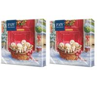 PAW - Servilletas de Papel 3 Capas (33 x 33 cm) | 20 Unidades | Servilletas de Navidad con motivos invernales y navideños | Ideales para la mesa festiva | Color: Christmas Puppies (Paquete de 2)