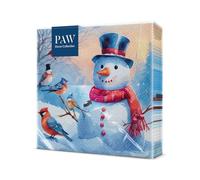 PAW - Servilletas de Papel 3 Capas (33 x 33 cm) | 20 Unidades | Servilletas de Navidad con motivos invernales y navideños | Ideales para la mesa festiva | Color: Distinctive Snowman