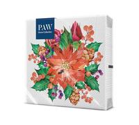 PAW - Servilletas de Papel 3 Capas (33 x 33 cm) | 20 Unidades | Servilletas de Navidad con motivos invernales y navideños | Ideales para la mesa festiva | Color: Poinsettia With Cones