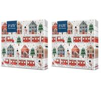 PAW - Servilletas de Papel 3 Capas (33 x 33 cm) | 20 Unidades | Servilletas de Navidad con motivos invernales y navideños | Ideales para la mesa festiva | Color: Cozy Christamas Town (Paquete de 2)