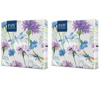 PAW - Servilletas Papel 3 Capas (33 x 33 cm) I 20 Unidades I Diseño de Naturaleza I Servilletas Papel Decoradas para Cumpleaños, Fiesta, Decoupage I Color: Flower With Dragonfly (Paquete de 2)